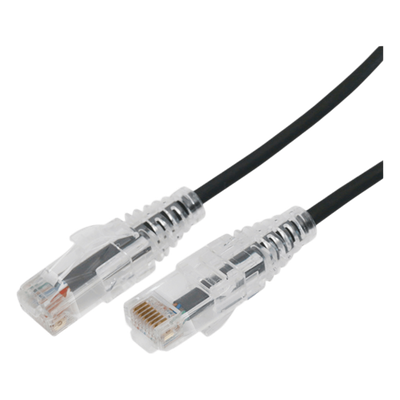 Cable de Parcheo Slim UTP Cat6A – 5 Metros (16.40 Pies) Negro, Diámetro Reducido (28 AWG)