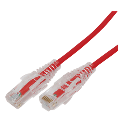Cable de Parcheo Slim UTP Cat6A – 5 Metros (16.40 Pies) Rojo, Diámetro Reducido (28 AWG)