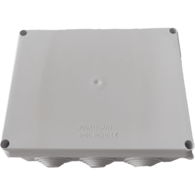 Caja de Derivación-Conexión para Exterior IP65 con 10 Entradas / 200 x 155 x 80 mm / Sellado Seguro con Empaque + 4 Tornillos / Resiste Agua, Polvo y Sol Directo