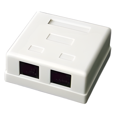 Caja de Pared con 2 Puertos, Incluye 2 Jacks UTP Cat5e Keystone