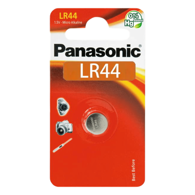 Batería Alcalina tipo LR44 (de botón) de 1.5 V 110 mAh