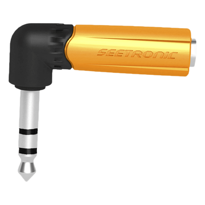 Conector Estéreo | 1/4in – 1/4in | Conector de angulo recto | Adaptador de Carcasa de Plastico