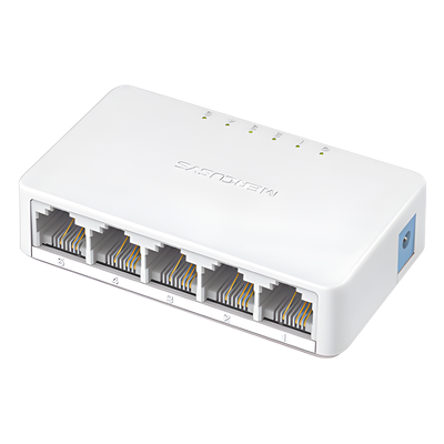 Switch NO Administrable / Para escritorio / 5 puertos 10/100 Mbps / Diseño Compacto / Plug and Play