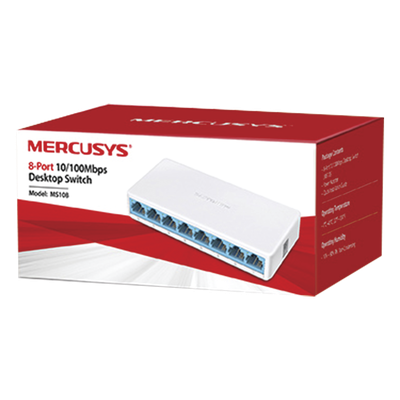 Switch NO Administrable / Para escritorio / 8 puertos 10/100 Mbps / Diseño Compacto / Plug and Play