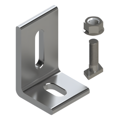 Herraje en L / L Foot / Fijación al Suelo / Aluminio Serie 6000 / Acero Inoxidable / Compatible con N Rail 4.72 / Techos Planos e Inclinados