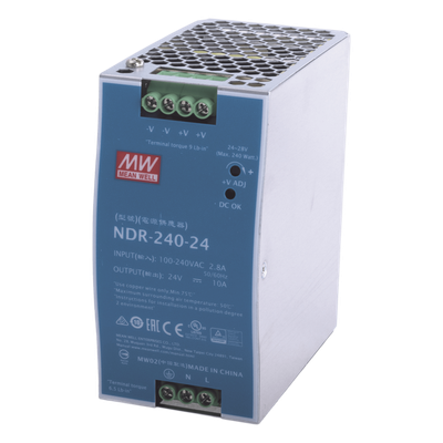 Fuente de poder industrial para riel DIN / 240W / 24Vcc / 10A / Entrada: 90-264Vca