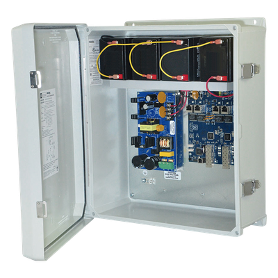 Fuente de Alimentación para PoE / 2 Entradas 1G Fiber SFP / 4 Salidas 10/100/1000 PoE/PoE+ configurable para 2 Salidas 60W Hi-PoE / Nema IP66 / Con capacidad de batería de respaldo / Requiere batería