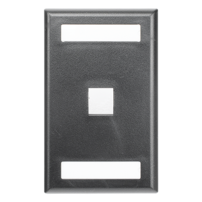 Placa de Pared Vertical, Salida Para 1 Puerto Keystone, Con Espacios Para Etiquetas, Color Negro
