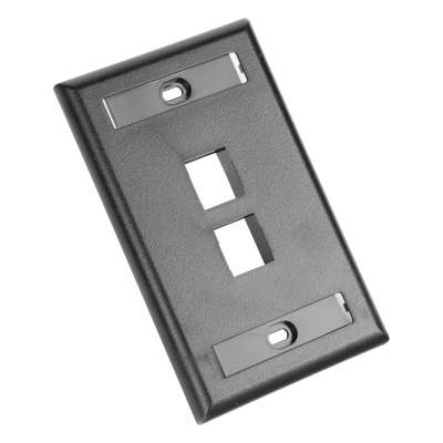 Placa de Pared Vertical, Salida Para 2 Puertos Keystone, Con Espacios Para Etiquetas, Color Negro