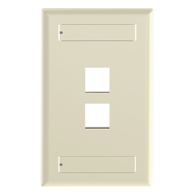 Placa de Pared Vertical, Salida Para 2 Puertos Keystone, Con Espacios Para Etiquetas, Color Marfil