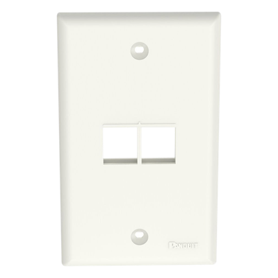 Placa de Pared Vertical, Salida Para 2 Puertos Keystone, Color Blanco Mate