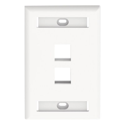 Placa de Pared Vertical, Salida Para 2 Puertos Keystone, Con Espacios Para Etiquetas, Color Blanco