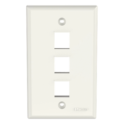 Placa de Pared Vertical, Salida Para 3 Puertos Keystone, Color Blanco Mate