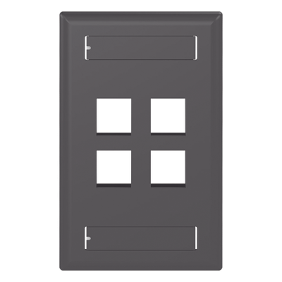 Placa de Pared Vertical, Salida Para 4 Puertos Keystone, Con Espacios Para Etiquetas, Color Negro