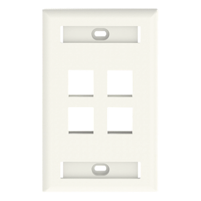Placa de Pared Vertical, Salida Para 4 Puertos Keystone, Con Espacios Para Etiquetas, Color Blanco Mate