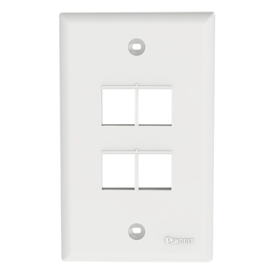 Placa de Pared Vertical, Salida Para 4 Puertos Keystone, Color Blanco