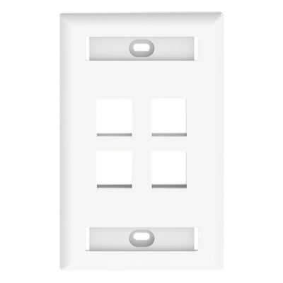 Placa de Pared Vertical, Salida Para 4 Puertos Keystone, Con Espacios Para Etiquetas, Color Blanco