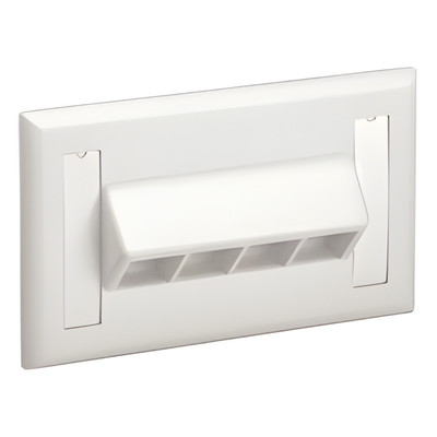 Placa de Pared Horizontal, Salida Para 4 Puertos Keystone, Con Espacios Para Etiquetas, Color Blanco Mate