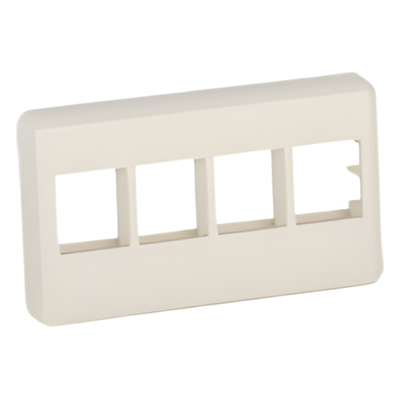 Placa de Pared Para Mueble Modular, Salida Para 4 Puertos Keystone, Color Blanco Mate