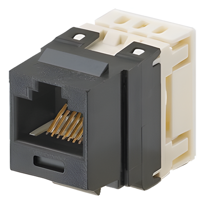 Conector Jack Estilo 110 (de Impacto), Tipo Keystone, Categoría 6, de 8 Posiciones y 8 Cables, Color Negro