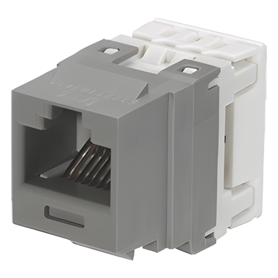 Conector Jack Estilo 110 (de Impacto), Tipo Keystone, Categoría 6, de 8 Posiciones y 8 Cables, Color Gris