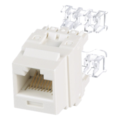Conector Jack Estilo 110 (de Impacto), Tipo Keystone, Categoría 6, de 8 Posiciones y 8 Cables, Color Blanco Mate