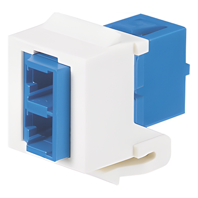 Módulo Acoplador LC Duplex, para Fibra Óptica Monomodo OS1/OS2, Tipo Keystone, Color Blanco Mate