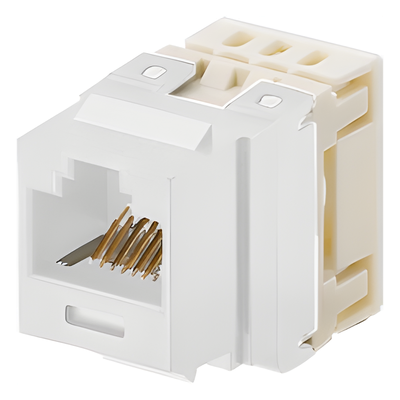 Conector Jack Estilo 110 (de Impacto), Tipo Keystone, Categoría 5e, de 8 Posiciones y 8 Cables, Color Blanco