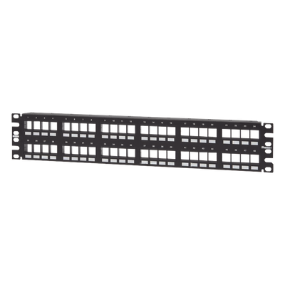 Panel de Parcheo Modular Keystone (Sin Conectores), Numerado y Espacio para Etiquetas, de 48 Puertos, 2UR