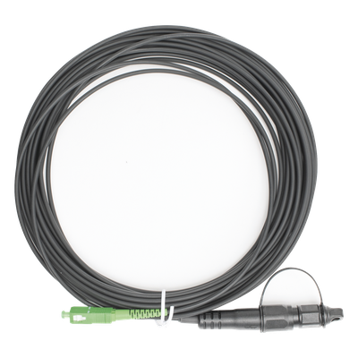 Jumper de Fibra Óptica, Conector SC/APC – Conexión a Caja FDP460, Redondo, 10 Metros (32.81 Pies), Forro 3 mm, G657A2, Negro