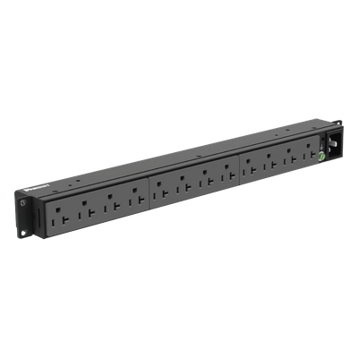 PDU Básico para Distribución de Energía, Enchufe de Entrada NEMA 5-20P, Con 12 Contactos NEMA 5-20R, Instalación Horizontal de 19in, 1UR, 20 Amp, 120 Vca