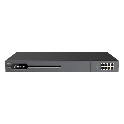 Conmutador IP PBX Enterprise Modular / 100 Extensiones Expansible a 200 / 30 Llamadas Simultáneas Expansible a 60 / Soporte E1/T1/PRI / Hasta 8 Puertos FXO/FXS / Call Center Avanzado / Omnicanal con IA