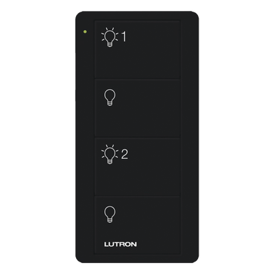 Control Pico inalámbrico de 4 botones color negro para encender y apagar 2 grupos de luces, compatible con Caseta Wireless, RA2 Select, RadioRA 2 y HomeWorks QS