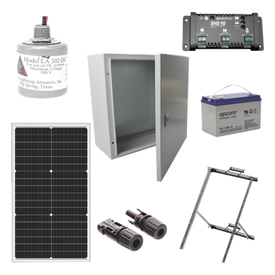 Kit Solar de 12 Vcc para alimentar energizador de cerca electrificada. Instalación de panel en poste.