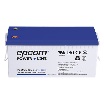 Batería de respaldo 12 V 200 Ah AGM | Certificada UL94-HB Retardo a la flama básica | Ciclo profundo | Para uso en aplicaciones fotovoltaicas y de emergencia | Terminales T5
