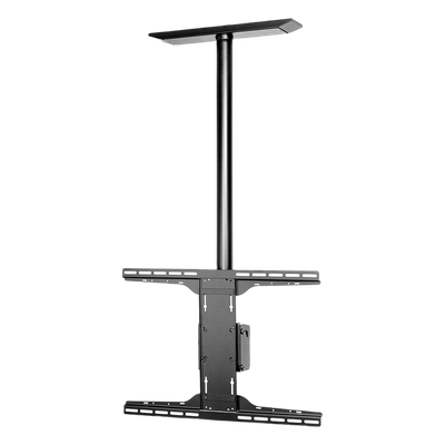 Soporte de techo universal para Pantallas de 32″ a 90″ / Capacidad de Carga 68.2 kg / Patrón de Montaje hasta 600 x 400 mm / Columna de Aluminio de 36″ / Inclinación Ajustable -5° a 20°