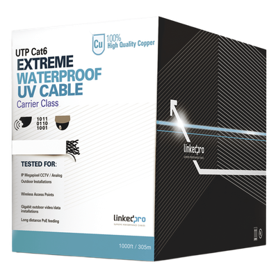 Bobina de Cable UTP Cat6 para Exterior en Color Blanco / 305 Metros (1000 Pies) / Certificada UL / Sin Blindaje