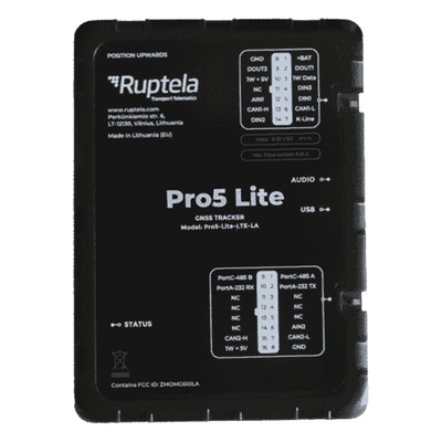 Tracker GPS Pro5 Lite / LTE CAT1 bis (4G), GSM (2G) / Lectura de Datos CAN / Monitoreo de Audio, Temperatura y Combustible / Pequeño con Nano SIM / Conectividad BLE / Protección Avanzada