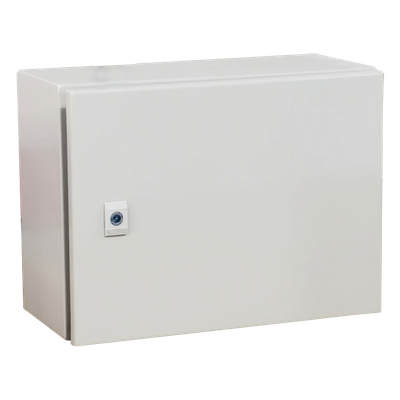 Gabinete de Acero IP66 Uso en Intemperie (500 x 300 x 300 mm) con Placa Trasera Interior Metálica y Compuerta Inferior Atornillable (Incluye Chapa y Llave T). Ideal para Centros de Carga y Tableros de Control