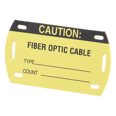 Kit de 5 Etiquetas Autolaminadas para Fibra Óptica, Para Uso Interior/Exterior, Dimensiones de 90.42 x 52.32 mm (3.56 x 2.06 pulgadas), Color Negro con Amarillo