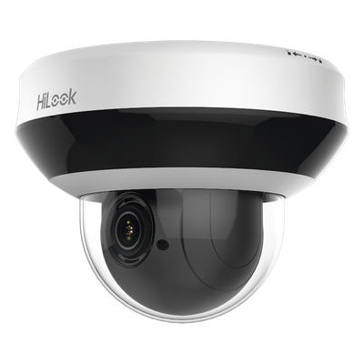 Mini Domo PTZ IP 4 Megapixel / 4X Zoom / H.265+ / 20 mts IR EXIR / WDR 120dB / PoE / IK10 / Exterior IP66 / Ultra Baja Iluminación / Micrófono Integrado / PoE