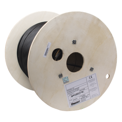 Bobina de Cable UTP de 4 Pares, PanNet, Para Exterior con Gel, Cat6 (23 AWG), Industrial para Climas Extremos, Color Negro, 305 Metros (1000 Pies)