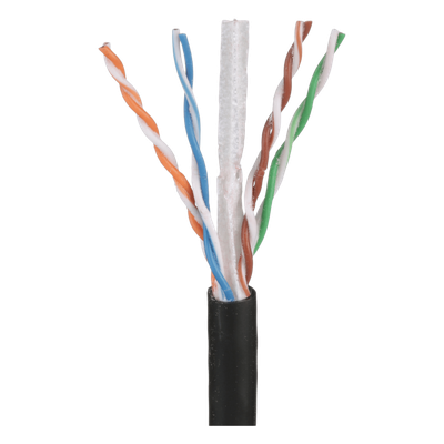 Bobina de Cable UTP de 4 Pares OSP (Planta Externa), Cat6 de Rango Extendido, 22 AWG, Color Negro, 305 Metros (1000 Pies).