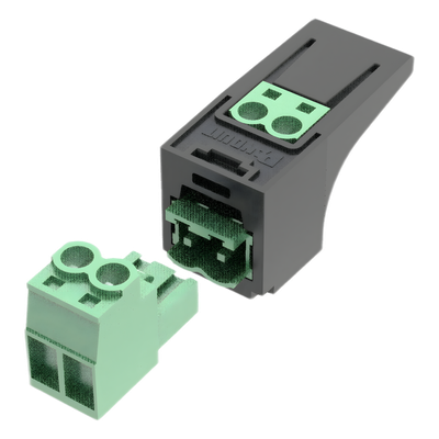 Módulo Conector Eléctrico para Cable Eléctrico FMPS, Compatible con 26-12 AWG, Tipo Mini-Com, Color Verde
