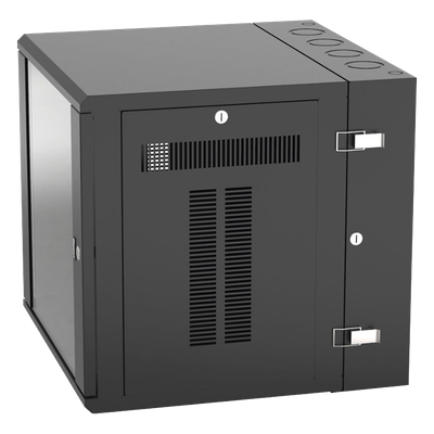 Gabinete PanZone de Montaje en Pared, de 19in, Puerta con Ventana de Seguridad, 12 UR, 635mm de Profundidad, Color Negro