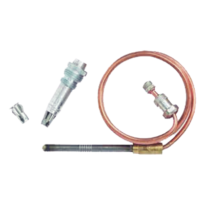 Termopar para sistema de piloto permanente en calefacción a gas, cable de 1.2 m y salida de 30 mV, con adaptador y clip de instalación rápida