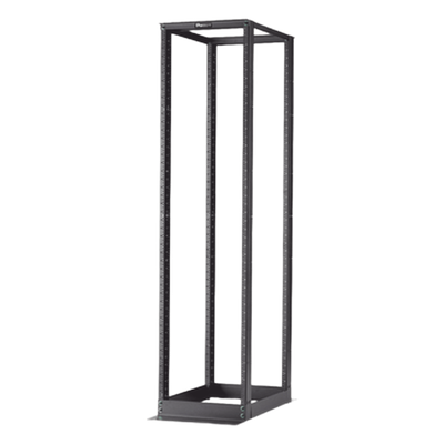 Rack de Cuatro Postes Estándar de 19″, Rieles Numerados y Roscados #12-24, Profundidad Máxima de 23 in, 45 Unidades de Rack, Color Negro