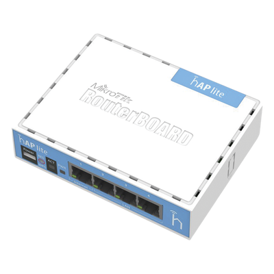 (hAP Lite) 4 Puertos Fast Ethernet y  Wi-Fi 2.4 GHz 802.11 b/g/n