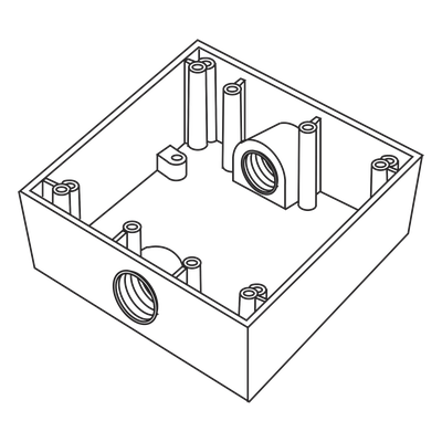 Caja Cuadra de 3/4″ a Prueba de  Intemperie/ Cuenta con 2 salidas.