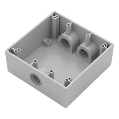 Caja Condulet Cuadrada de 3/4″ (19.05 mm)/ 3 Bocas (2 Arriba-1 Abajo) / A Prueba de Intemperie.